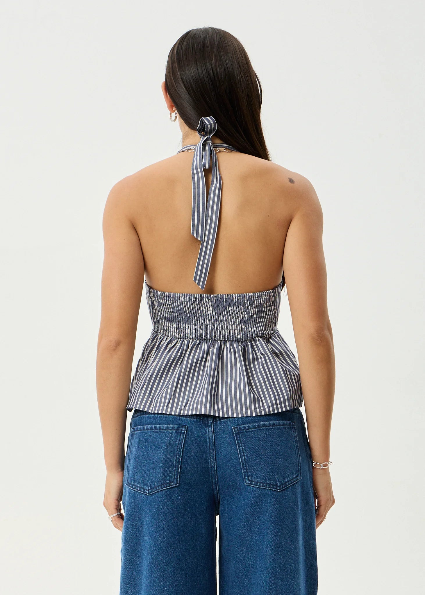 DELTA HALTER TOP | NAVY STRIPE