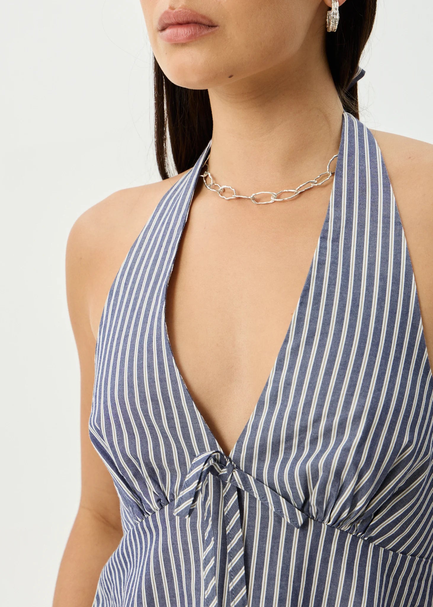 DELTA HALTER TOP | NAVY STRIPE