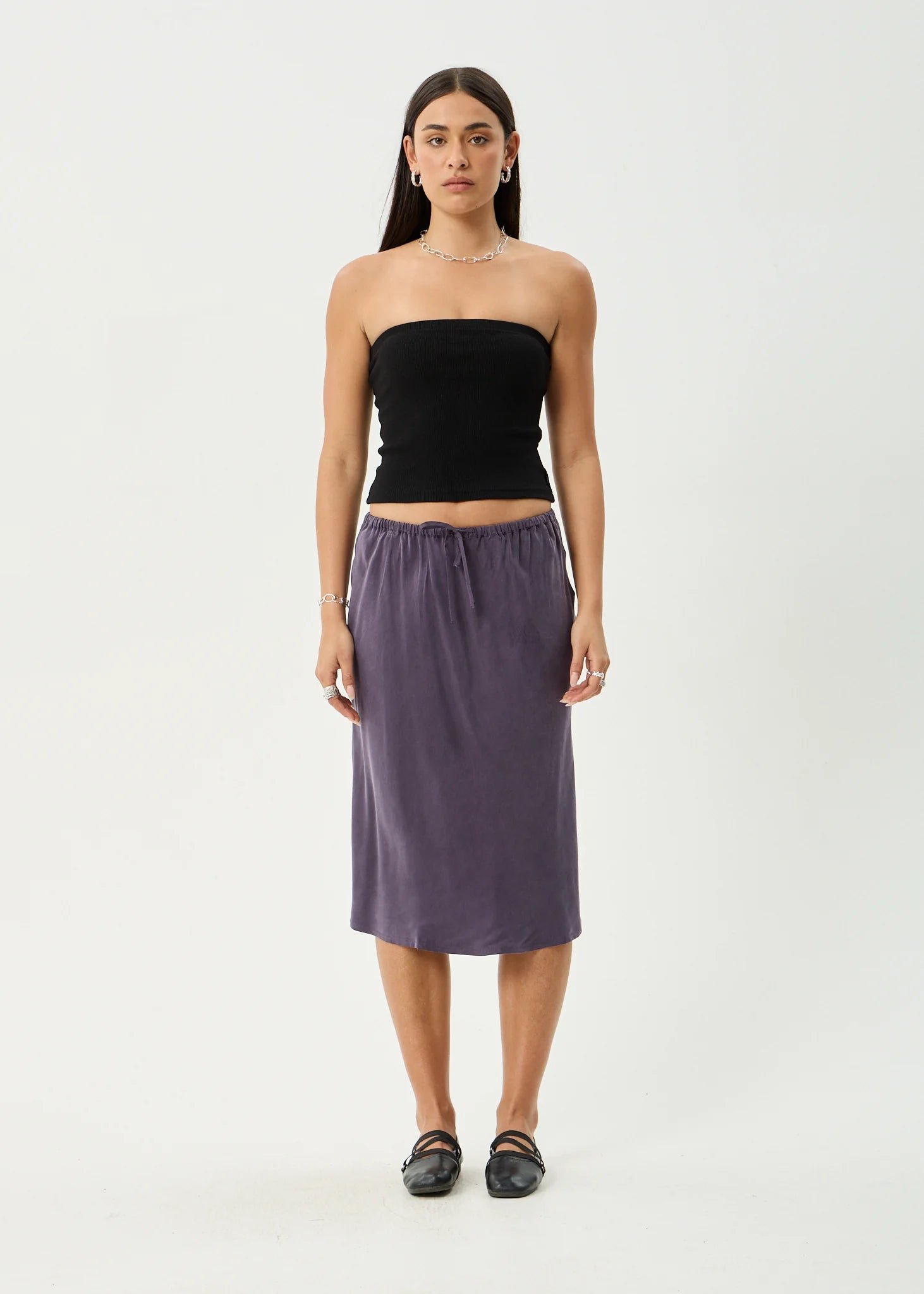 GISELLE | CUPRO SKIRT AUBERGINE