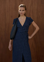 Afends Felicity Seersucker Maxi Dress Midnight Check