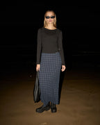Afends Lita Seersucker Maxi Skirt Indy Navy Check