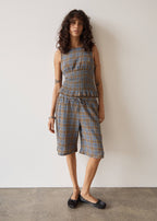 Afends Alexa Longline Short Cedar Blue Check