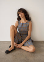 Afends Alexa Longline Short Cedar Blue Check