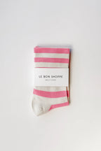 Le Bon Shoppe Wide Wally Socks Rose Stripe