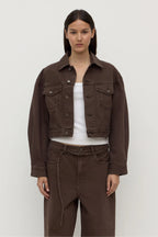 WOMENS CROPPED DENIM JACKET | DARK GANACHE