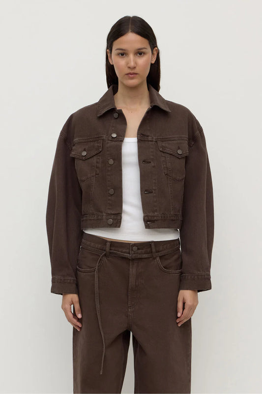 WOMENS CROPPED DENIM JACKET | DARK GANACHE