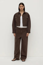 WOMENS CROPPED DENIM JACKET | DARK GANACHE
