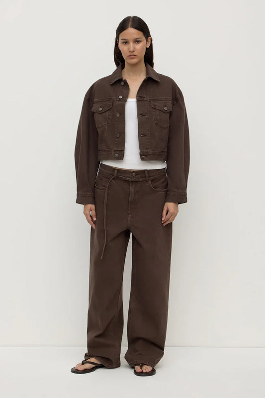 WOMENS CROPPED DENIM JACKET | DARK GANACHE