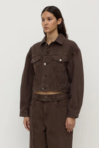 WOMENS CROPPED DENIM JACKET | DARK GANACHE