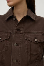 WOMENS CROPPED DENIM JACKET | DARK GANACHE