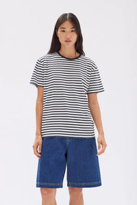 WOMENS HARBOUR STRIPE SHORT SLEEVE TEE | TRUE NAVY/WHITE