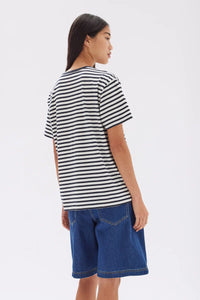 WOMENS HARBOUR STRIPE SHORT SLEEVE TEE | TRUE NAVY/WHITE