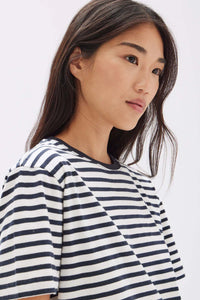WOMENS HARBOUR STRIPE SHORT SLEEVE TEE | TRUE NAVY/WHITE