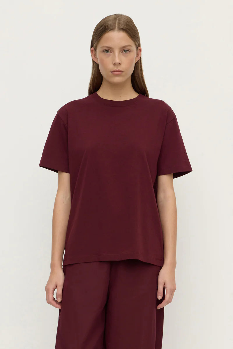 WOMENS ORGANIC BASE TEE | MERLOT