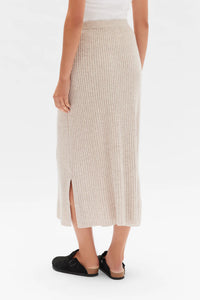 WOOL CASHMERE RIB SKIRT | OAT MARLE