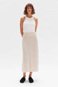 WOOL CASHMERE RIB SKIRT | OAT MARLE