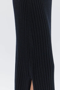 WOOL CASHMERE RIB SKIRT | BLACK