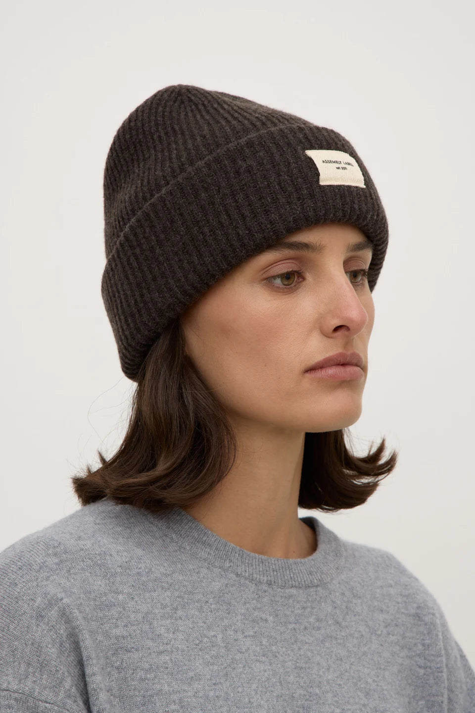 WOOL RIB BEANIE | GANACHE