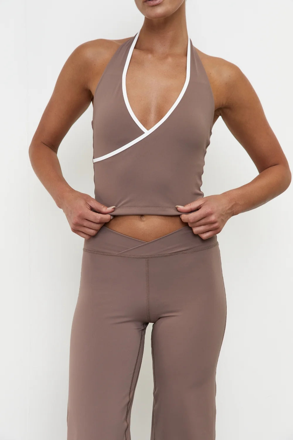 Pinky & Kamal Wrap Halter Top Clay