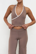 Pinky & Kamal Wrap Halter Top Clay