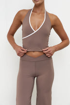 Pinky & Kamal Wrap Halter Top Clay