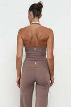 Pinky & Kamal Wrap Halter Top Clay