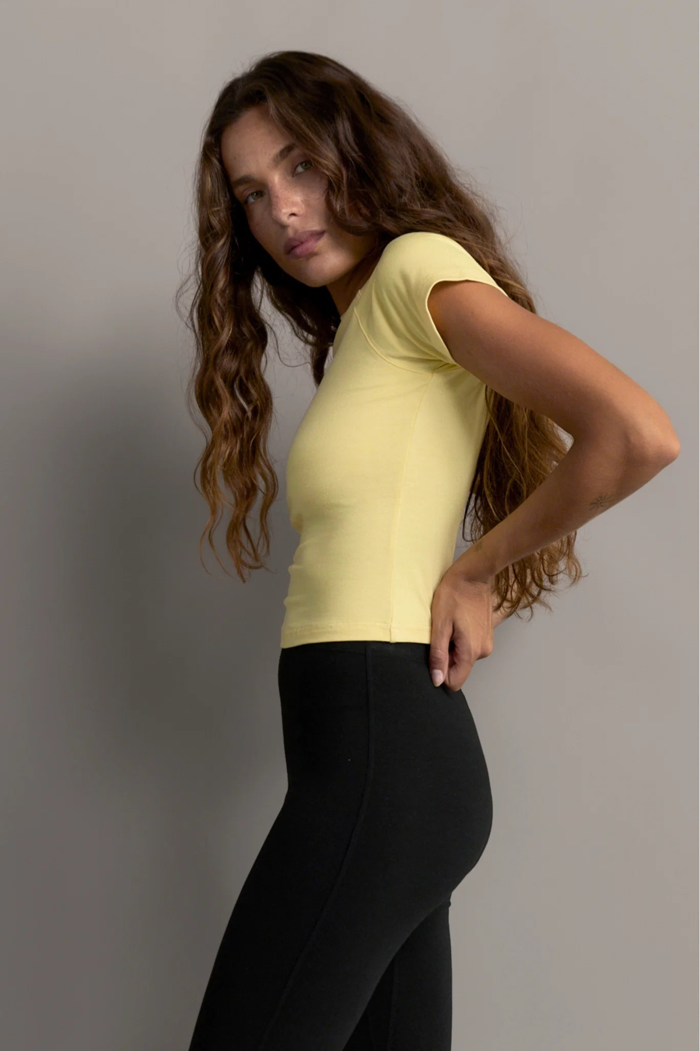 Pinky & Kamal Cropped Baby Tee Butter