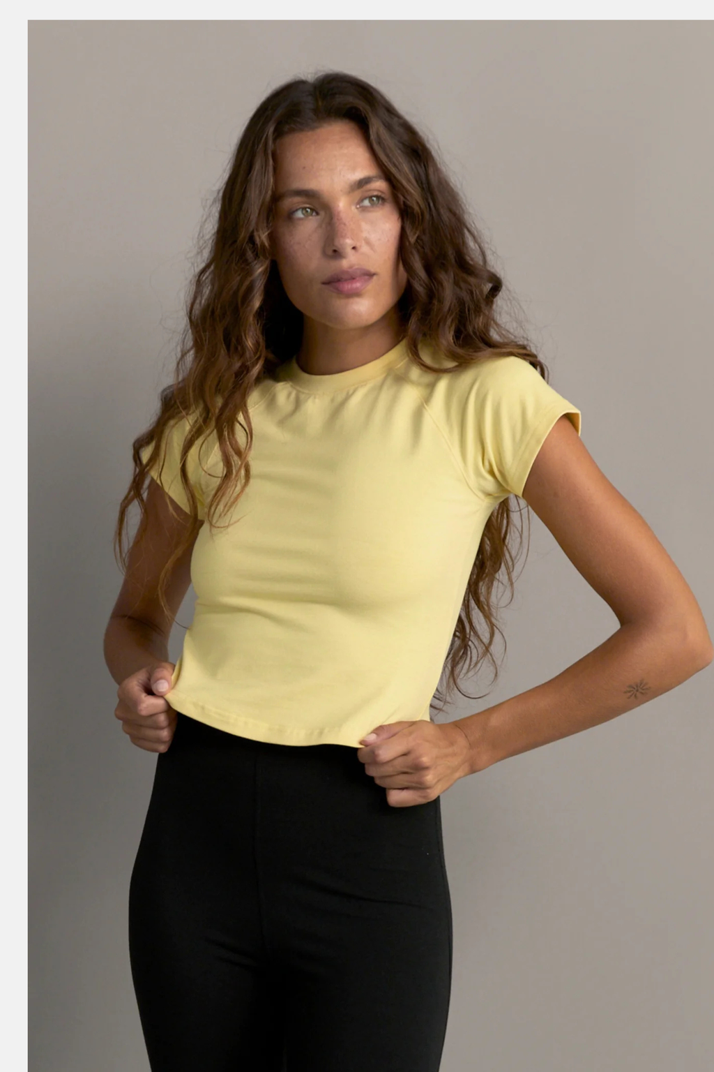 Pinky & Kamal Cropped Baby Tee Butter