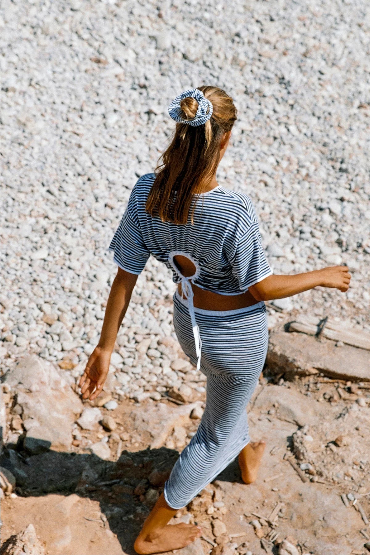 Zulu & Zephyr Blue Pin Stripe Knit Tie Tee