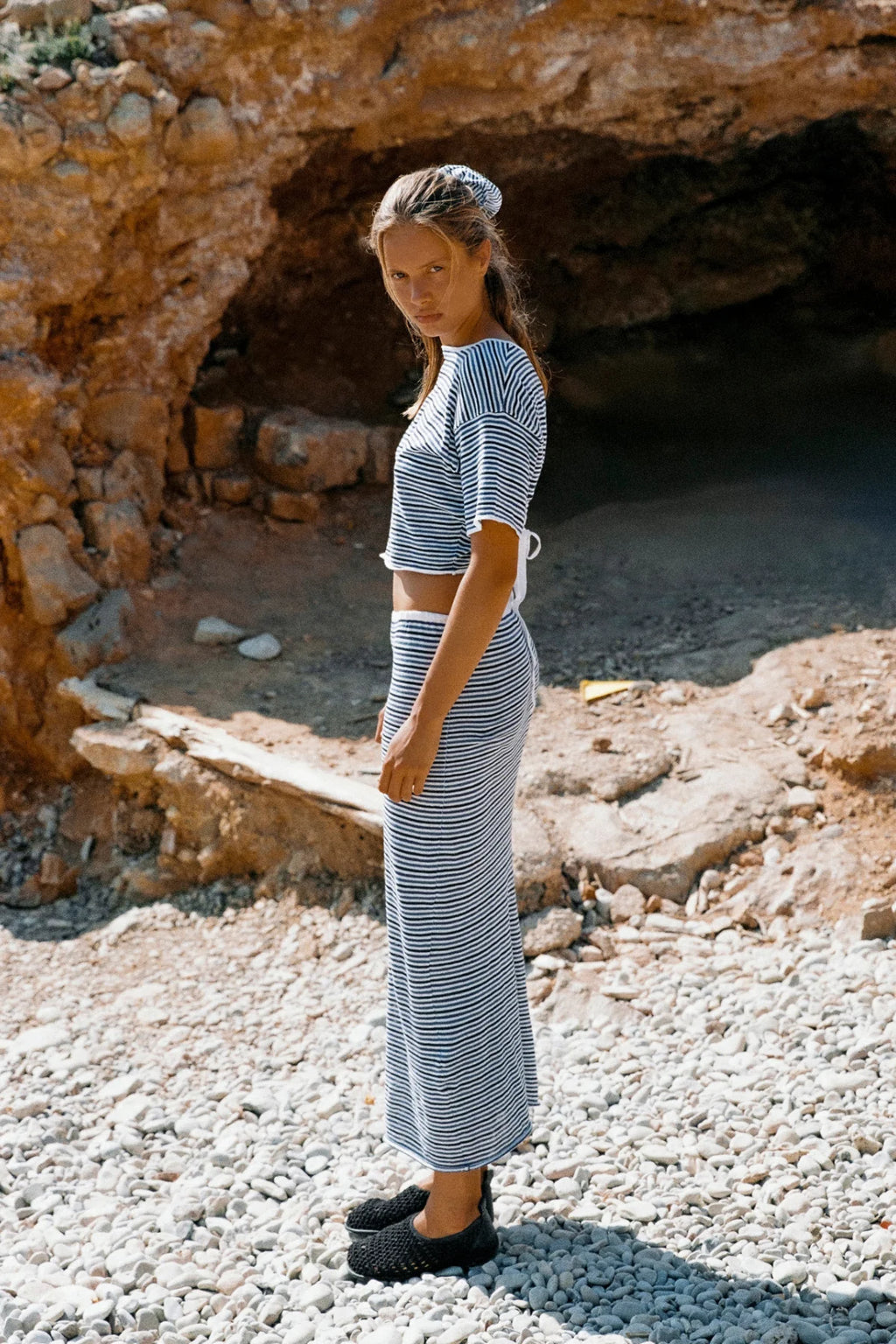 Zulu & Zephyr Blue Pin Stripe Knit Tie Tee