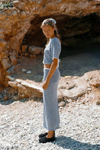 Zulu & Zephyr Blue Pin Stripe Knit Tie Tee