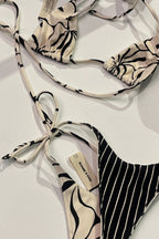 REVERSIBLE TIE TRIANGLE TOP | CREAM FLOWER PRINT