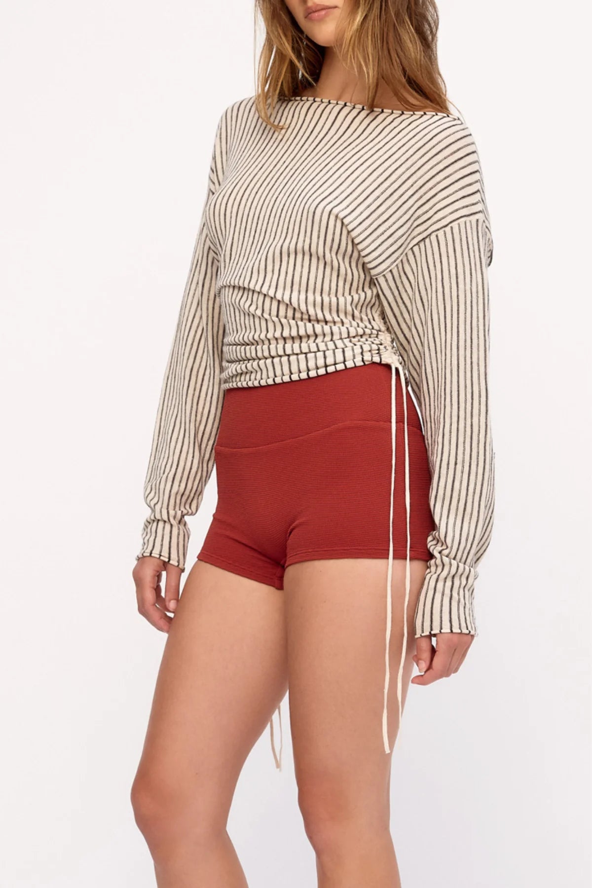 Zulu & Zephyr Natural Pin Stripe Semi Sheer Knit Top