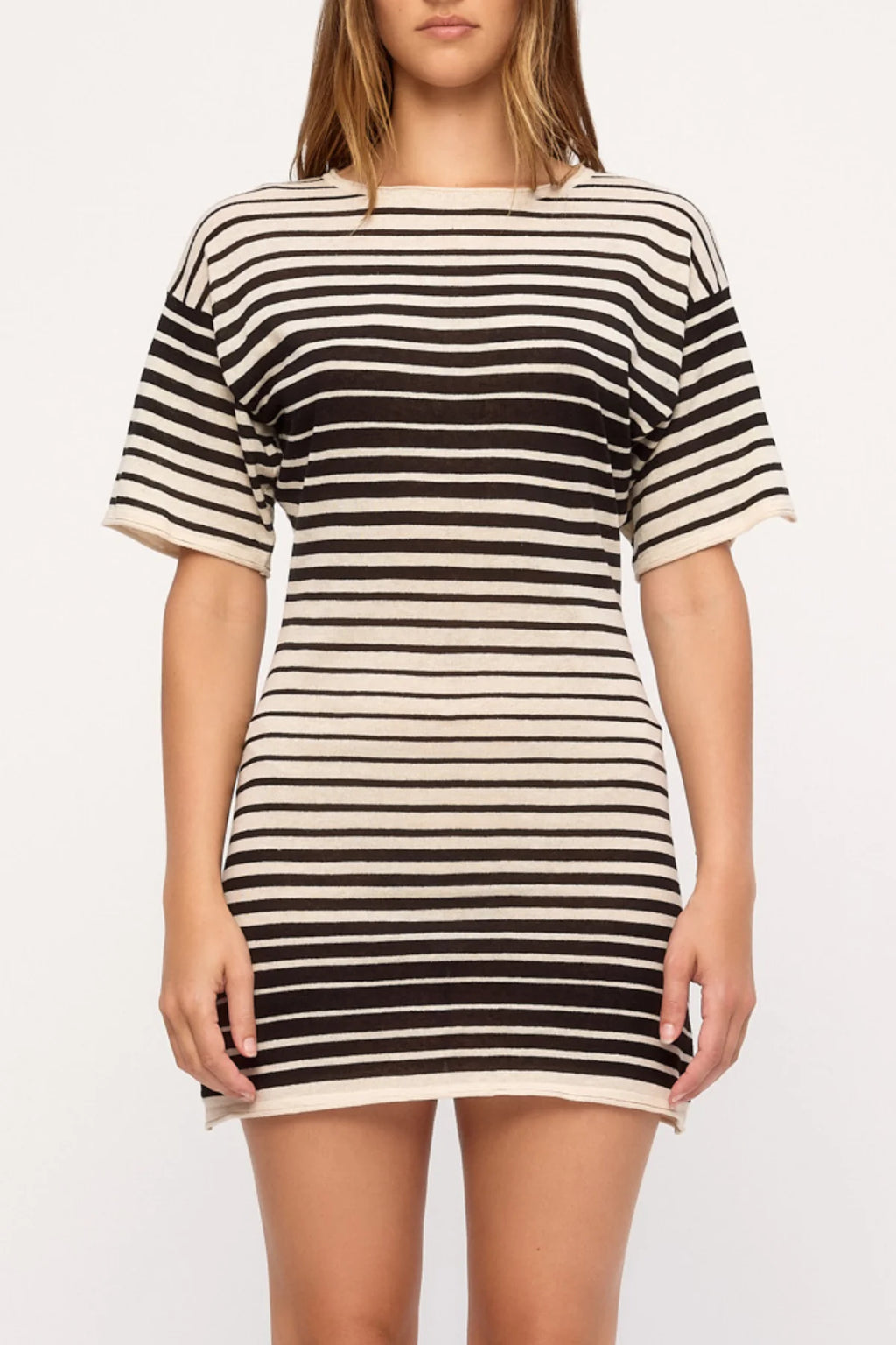 Zulu & Zephyr Ramie Cotton Knit Mini Dress Ombre Stripe