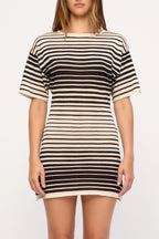 Zulu & Zephyr Ramie Cotton Knit Mini Dress Ombre Stripe