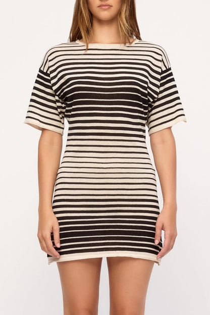Zulu & Zephyr Ramie Cotton Knit Mini Dress Ombre Stripe