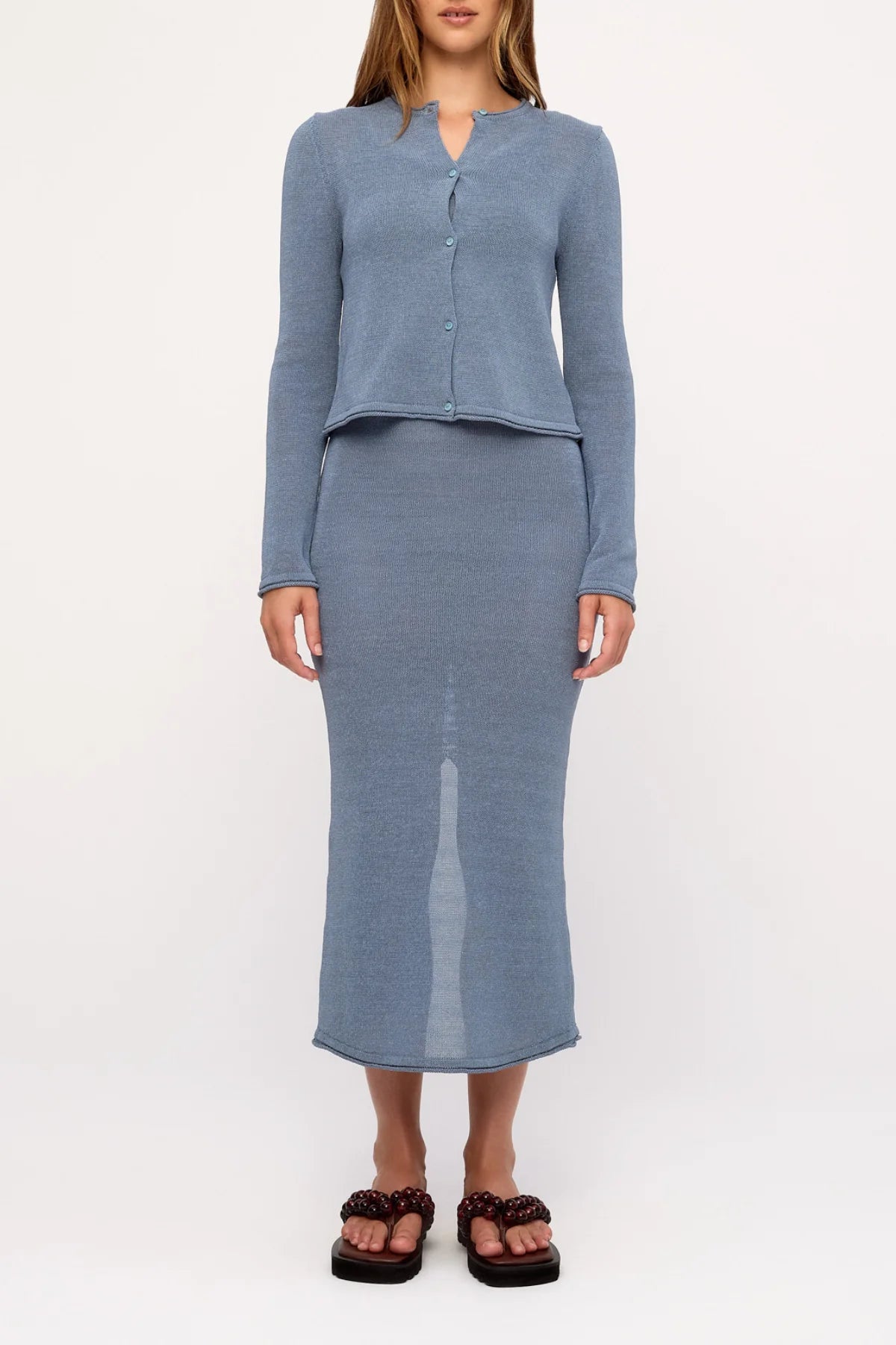 Zulu & Zephyr Denim Blue Knit Cardigan