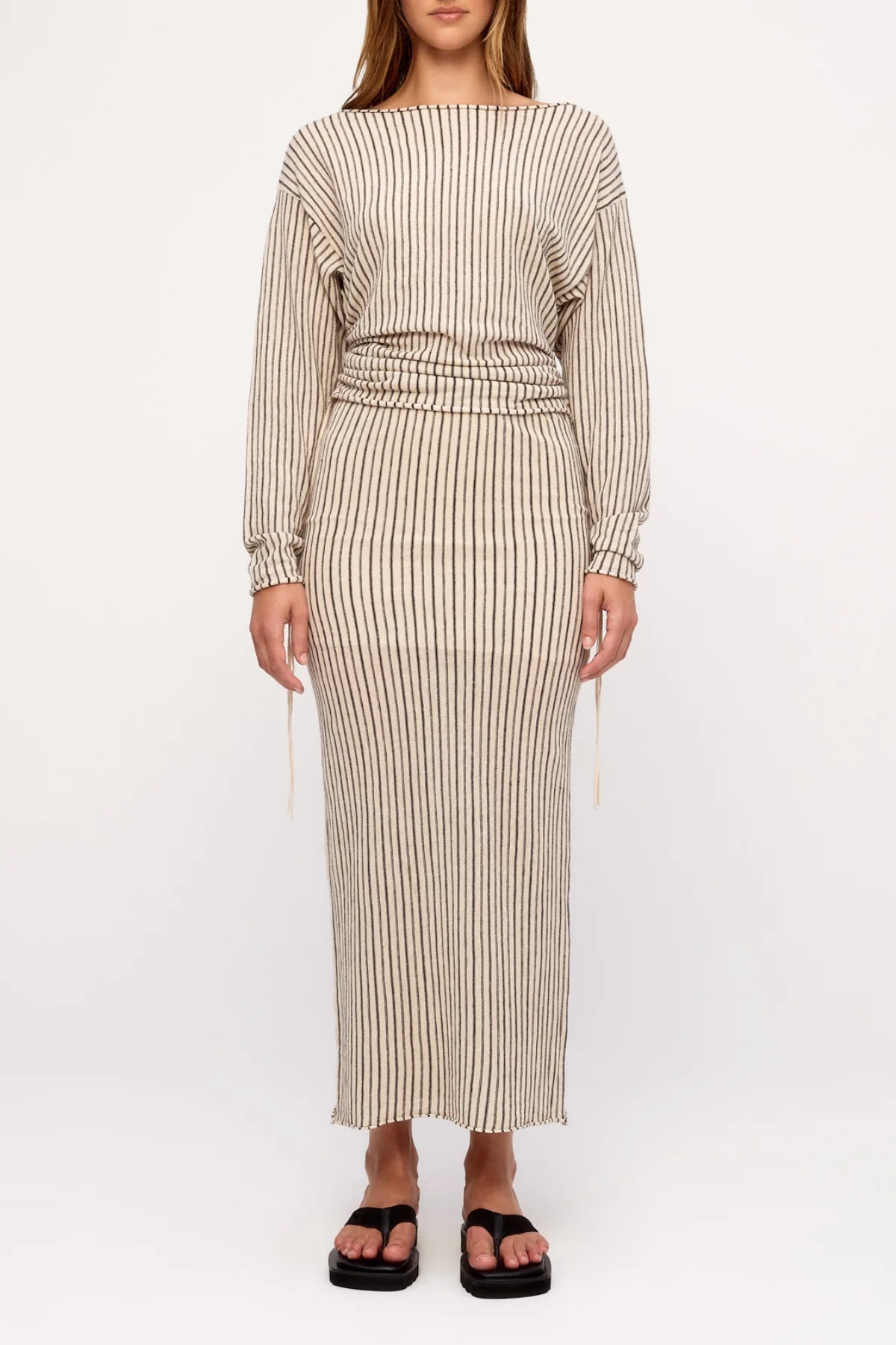 Zulu & Zephyr Natural Pin Stripe Semi Sheer Knit Top