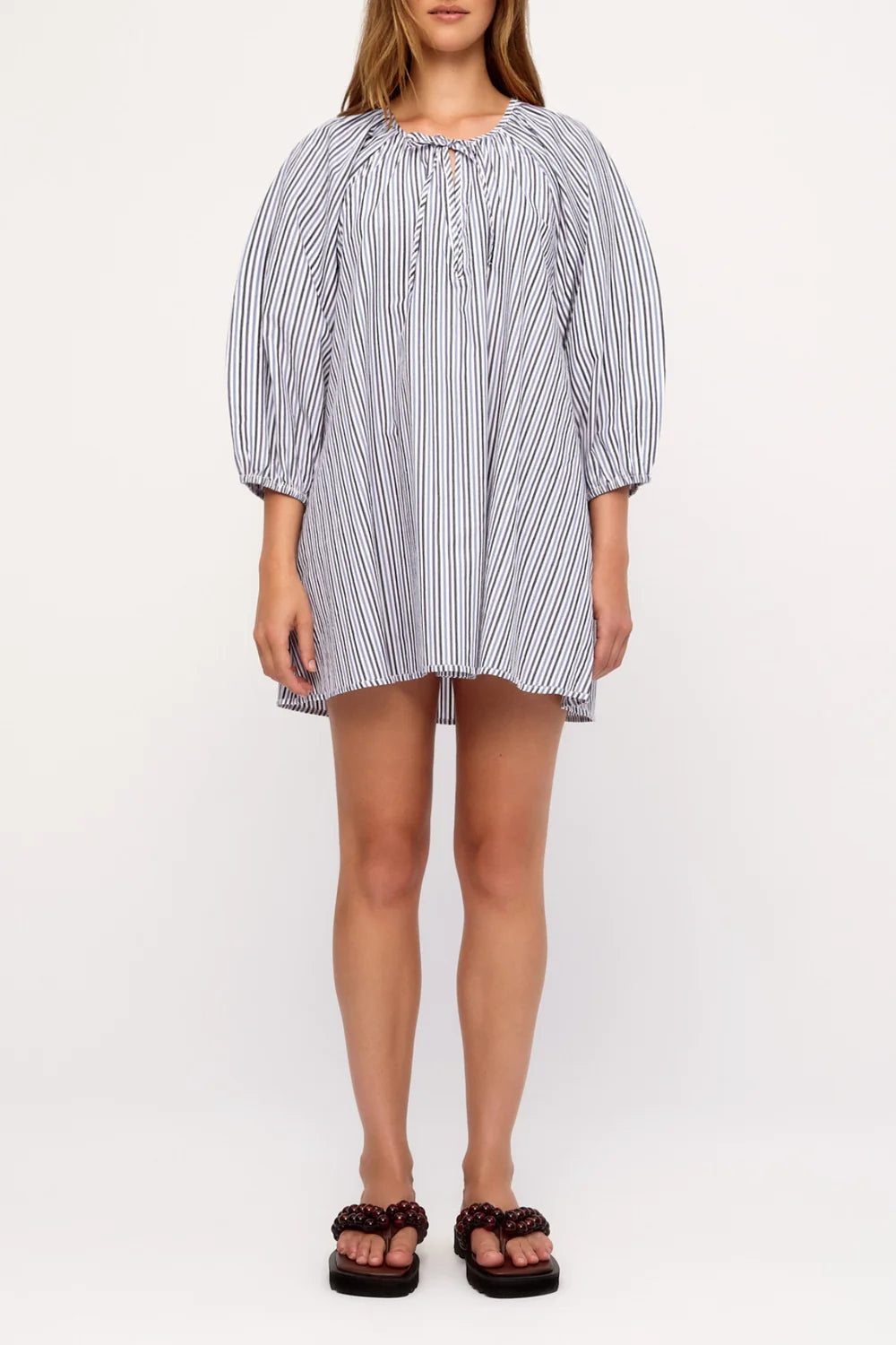 Zulu & Zephyr Blue Pin Stripe Poplin Mini Dress