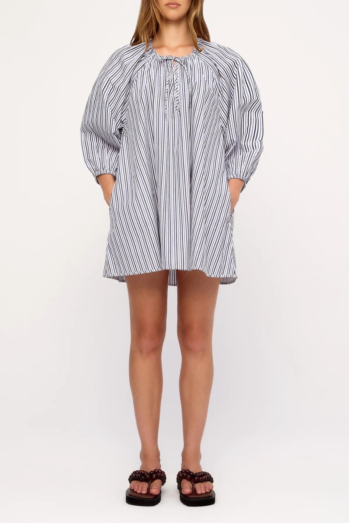 Zulu & Zephyr Blue Pin Stripe Poplin Mini Dress