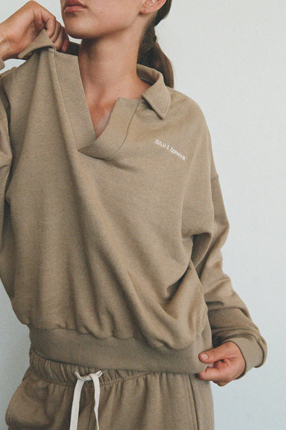 Zulu & Zephyr Collared Sports Sweatshirt Olive