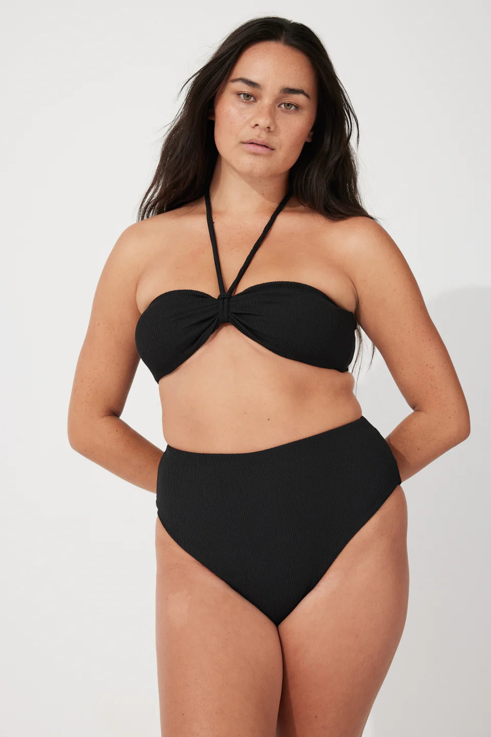 TEXTURED WAISTED FULL BRIEF | BLACK