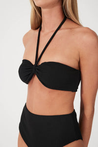 TEXTURED WAISTED FULL BRIEF | BLACK