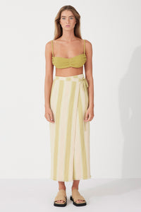 ORGANIC COTTON WRAP SKIRT | OLIVE STRIPE
