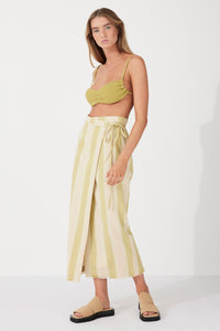 ORGANIC COTTON WRAP SKIRT | OLIVE STRIPE
