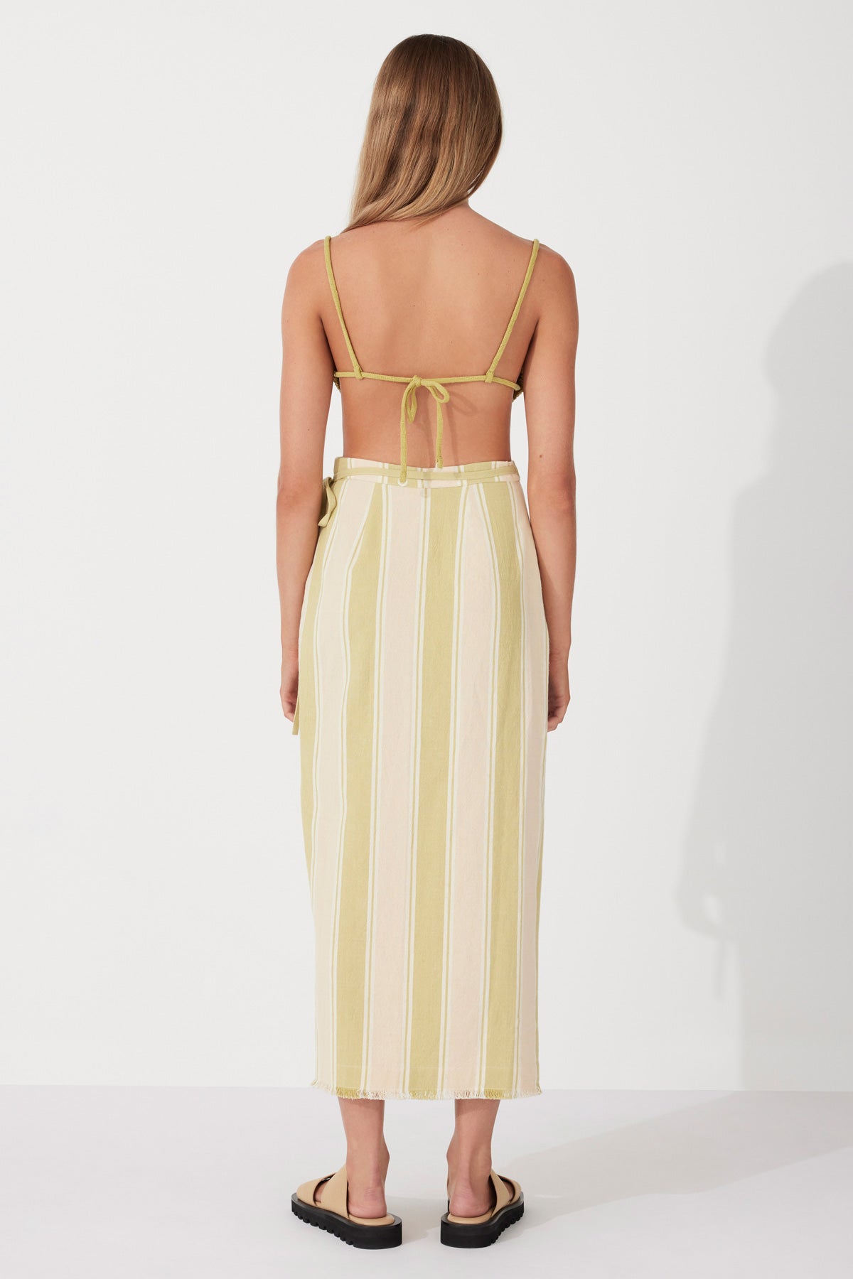 ORGANIC COTTON WRAP SKIRT | OLIVE STRIPE