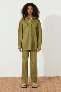 RECYCLED COTTON STRAIGHT LEG JEAN | KHAKI