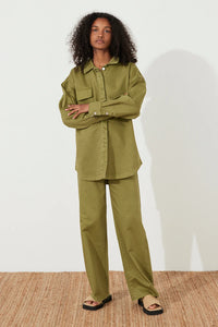 RECYCLED COTTON STRAIGHT LEG JEAN | KHAKI