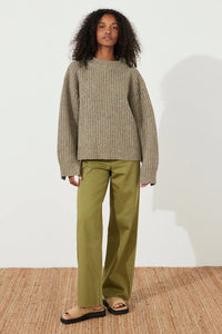 RECYCLED COTTON STRAIGHT LEG JEAN | KHAKI