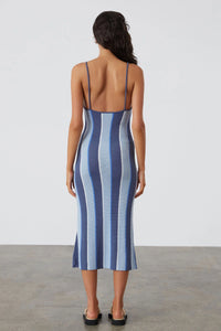 HORIZON STRIPE ORGANIC COTTON BLEND KNIT DRESS